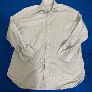 Ermenegildo Zegna Men Size Large Stripe Button Front Collar Shirt